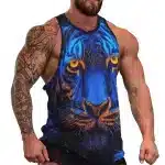 Neon Blue Tiger 3D Print Workout Tank Top