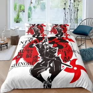 Ninja Shinobi Spirit Red and Black Bedding Set