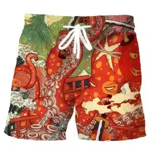 Oni Mask and Octopus Samurai Battle Boardshorts