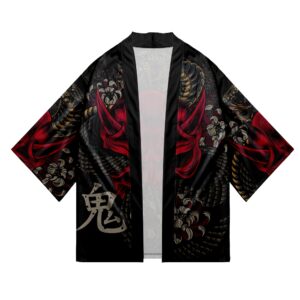 Oni Mask and Serpent Samurai Warrior Kimono - Front