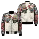 Oni and Serpent Bomber Jacket with Floral Sleeves