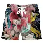 Phoenix and Koi Samurai Fantasy Beach Shorts