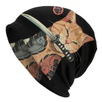 Playful Warrior Samurai Cat and Katana Beanie