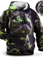 Powerful Electric Neon Tiger Warrior 3D Hoodie