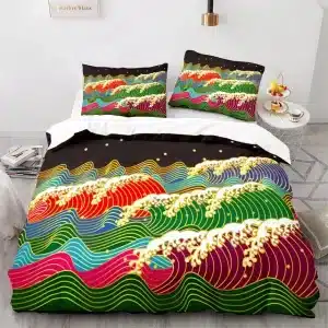 Rainbow Waves Multicolor Ocean Design Bedding Set