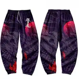 Red Moon and Maple Leaves Dragon Purple Joggers