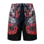 Red and Black Dragon Samurai Gym Shorts