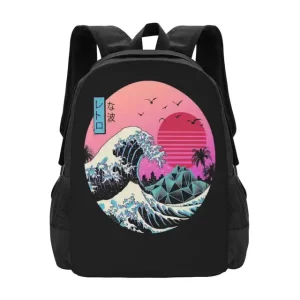 Retro Kanagawa Wave Japanese Art Backpack