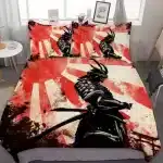 Rising Sun Samurai Armor Red and Beige Bedding Set