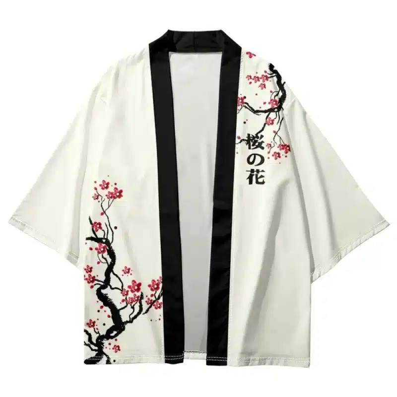 Sakura Cherry Blossom White Kimono Shirt