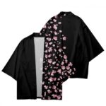 Sakura Pink Blossoms Black Kimono