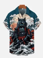 Samurai Cat Warrior Artistic Hawaiian Shirt