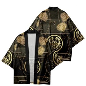 Samurai Clan Emblem Crest Black and Gold Kimono