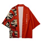 Samurai Daruma Dolls Red Kimono Cardigan