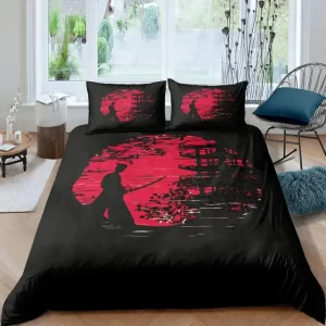 Samurai Moonlight Red and Black Bedding Set