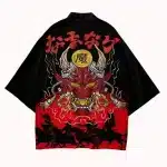 Samurai Oni Demon Warrior Red and Black Kimono