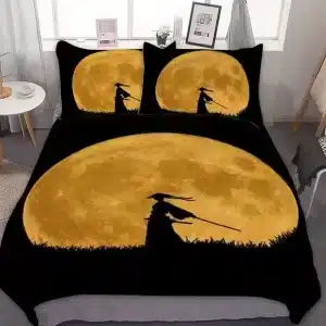 Samurai Shadow Golden Moonlight Bedding Set