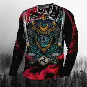 Samurai Skull Warrior Graffiti Style Long Sleeve Shirt