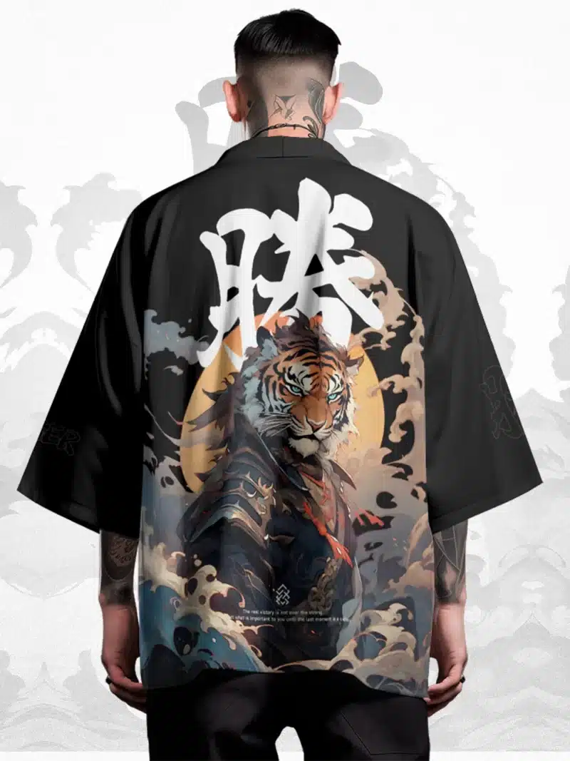 Samurai Warrior Tiger Japanese Style Kimono