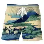 Serene Crane and Mountain Samurai Art Boardshorts