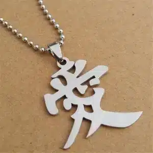 Stainless Steel Kanji Love Pendant Necklace