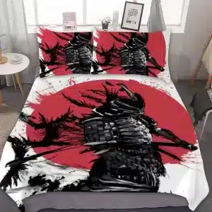 Stylish Samurai Warrior Red and White Bedding Set