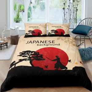 Sunset Samurai Japanese Landscape Bedding Set