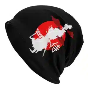 Sunset Samurai Silhouette Black Beanie