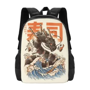 Sushi Dragon Frenzy Japanese Art Backpack