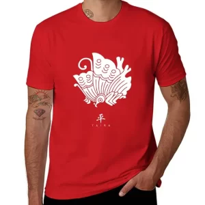 Taira-Clan-Kamon-Crest-Samurai-Red-T-Shirt-