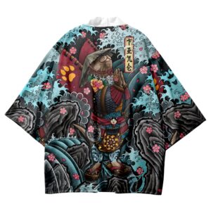 Tanuki Samurai Warrior Japanese Artwork Kimono