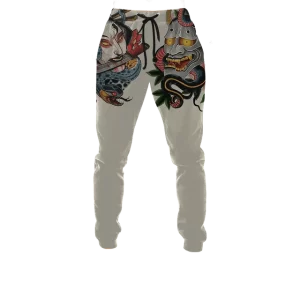 Tattoo Japanese Oni Demon White Joggers