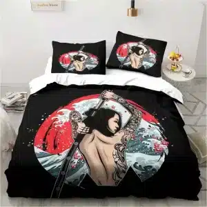 Tattooed Female Samurai with Katana Bedding Set