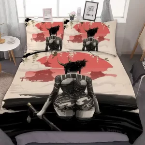 Tattooed Woman Samurai Japan Art Bedding Set