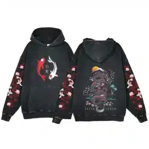 Tokyo Sunset Koi Fish and Neon Dragon Hoodie