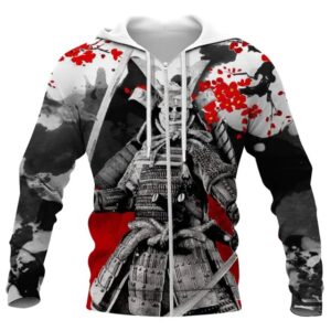 Traditional Samurai Armor Zip-Up Hoodie