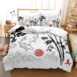 Tranquil Koi Pond Japanese Art Bedding Set