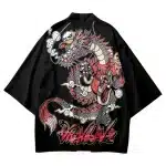 Urban Dragon Street Art Black Kimono Shirt