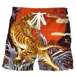 Vibrant Sunset Bold Tiger Roar Beach Shorts