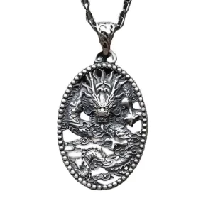 Vintage Silver Dragon Pendant Necklace