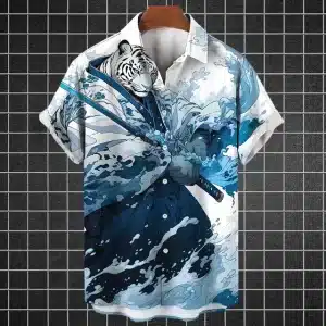 Water Tiger Samurai Warrior Hawaiian Shirt