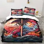 Wave & Fire Dual Samurai Women Bedding Set