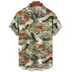 Waves and Cranes Multicolor Hawaiian Shirt