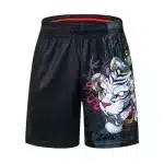 White Tiger Samurai Warrior Black Gym Shorts