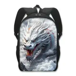 White and Grey Mystical Dragon Storm Backpack