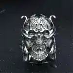 Ancient Samurai Warrior Helmet Silver Ring