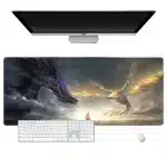 Dark Dragon and Golden Phoenix Mouse Pad Desk Mat