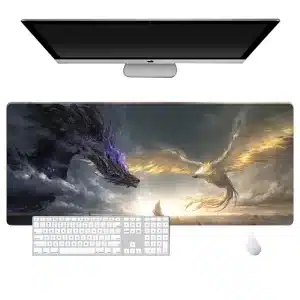 Dark Dragon and Golden Phoenix Mouse Pad Desk Mat