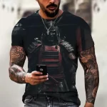 Dark Samurai Armor Graphic Men's Gothic T-Shirt