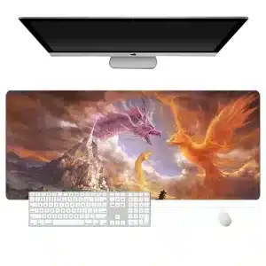 Epic Battle of Phoenix and Dragon Mouse Pad Desk Mat